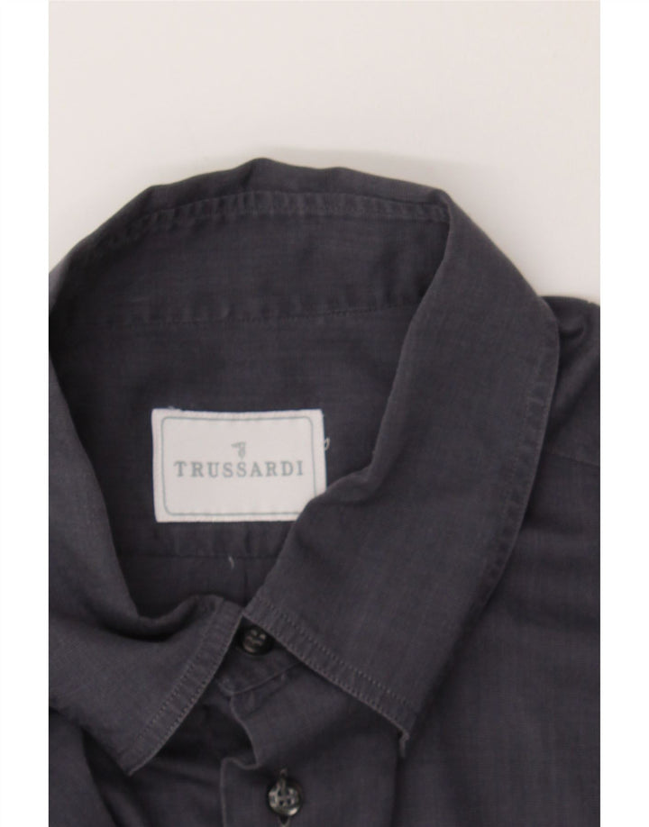 TRUSSARDI Mens Shirt Size 16 1/2 Large Black Vintage Trussardi and Second-Hand Trussardi from Messina Hembry 