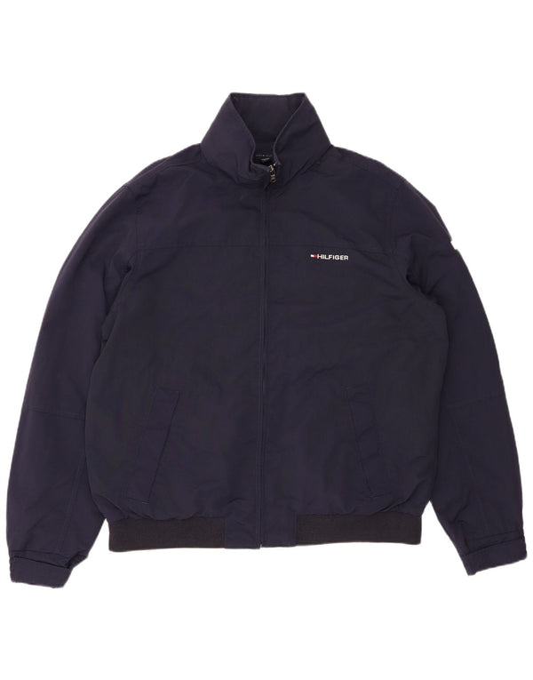 TOMMY HILFIGER Giubbotto bomber con cappuccio da uomo UK 38 Nylon blu navy medio