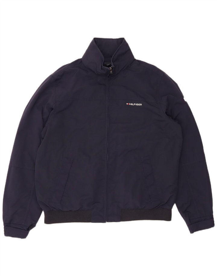 TOMMY HILFIGER Giubbotto bomber con cappuccio da uomo UK 38 Nylon blu navy medio
