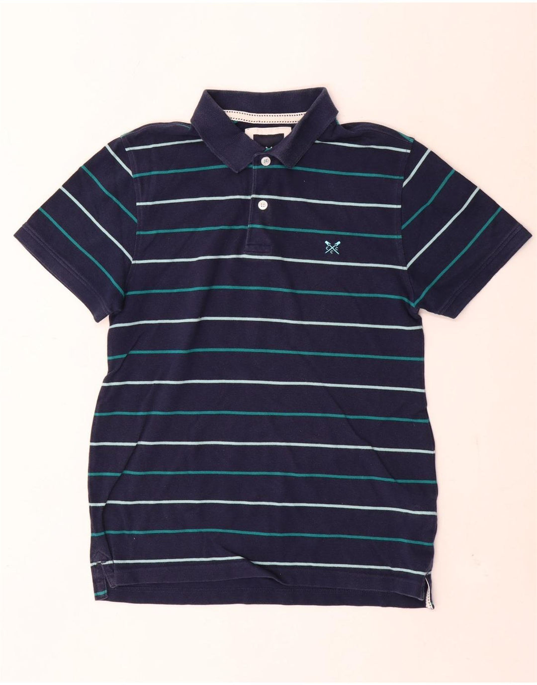 CREW CLOTHING Polo da uomo in cotone a righe medie blu navy