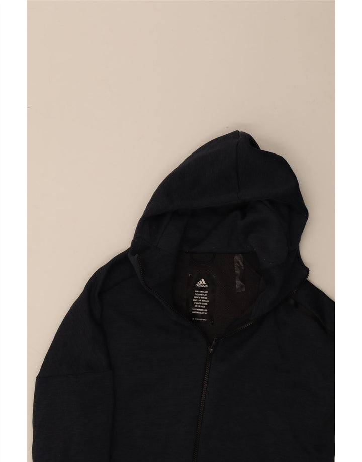 ADIDAS Mens Zip Hoodie Sweater Medium Navy Blue Polyester Vintage Adidas and Second-Hand Adidas from Messina Hembry 