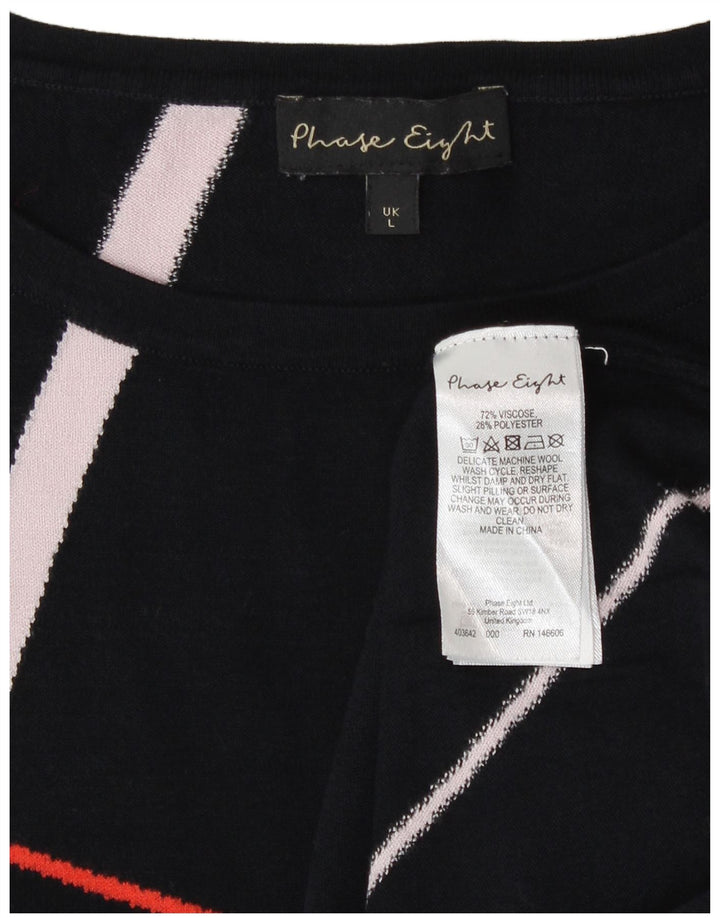 Maglione maglione girocollo da donna Phase Eight UK 16 Grande nero geometrico