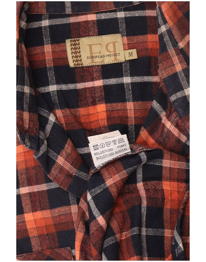Camicia da uomo in flanella di European Project, cotone a quadri arancione medio