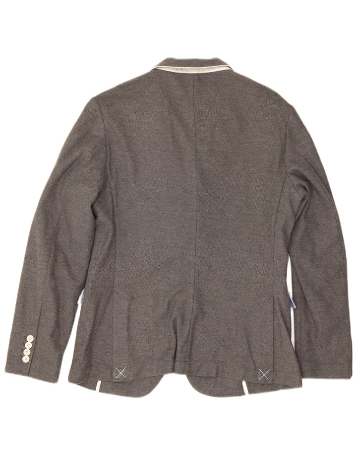 Giacca blazer da uomo a 2 bottoni Zara EU 52 grande cotone grigio