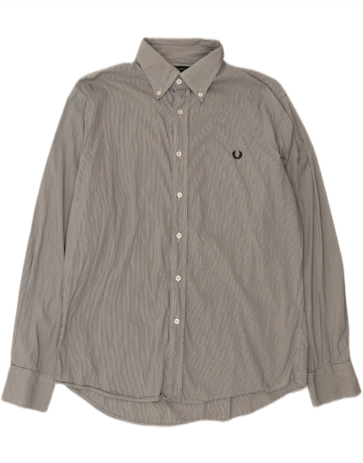 FRED PERRY Camicia slim fit da uomo XL in cotone gessato grigio