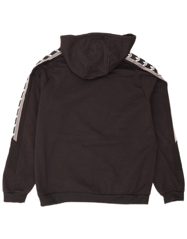 Maglione con cappuccio grafico da uomo Adidas, poliestere color block medio nero