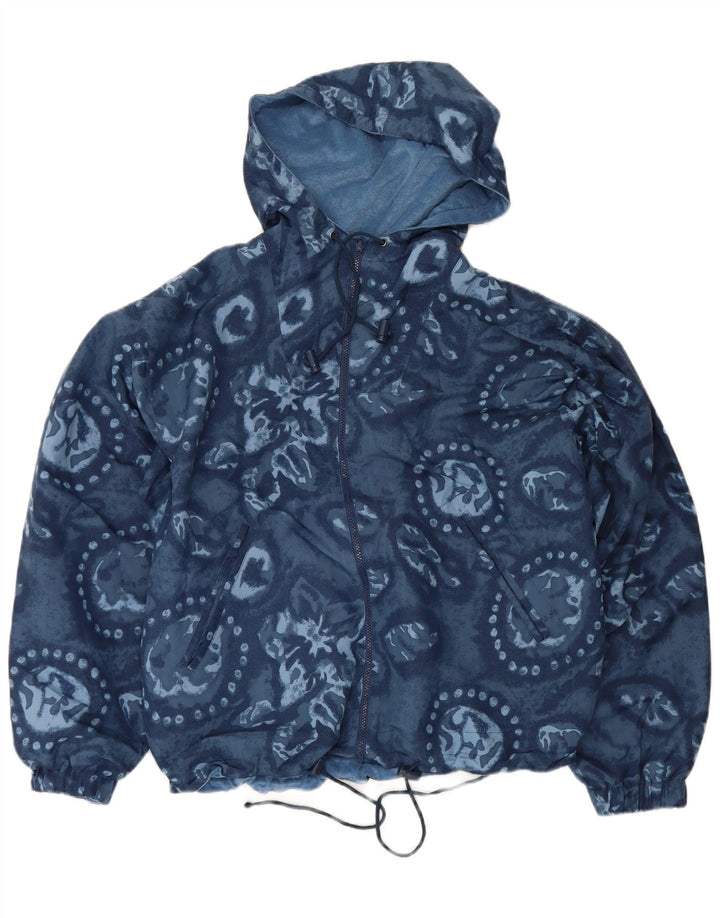 Giacca reversibile grafica da uomo vintage vestibilità ampia UK 38 blu medio floreale
