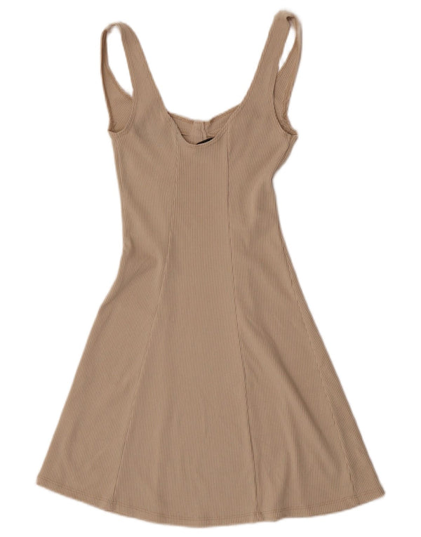 Abito a trapezio senza maniche da donna Zara UK 8 piccolo Beige