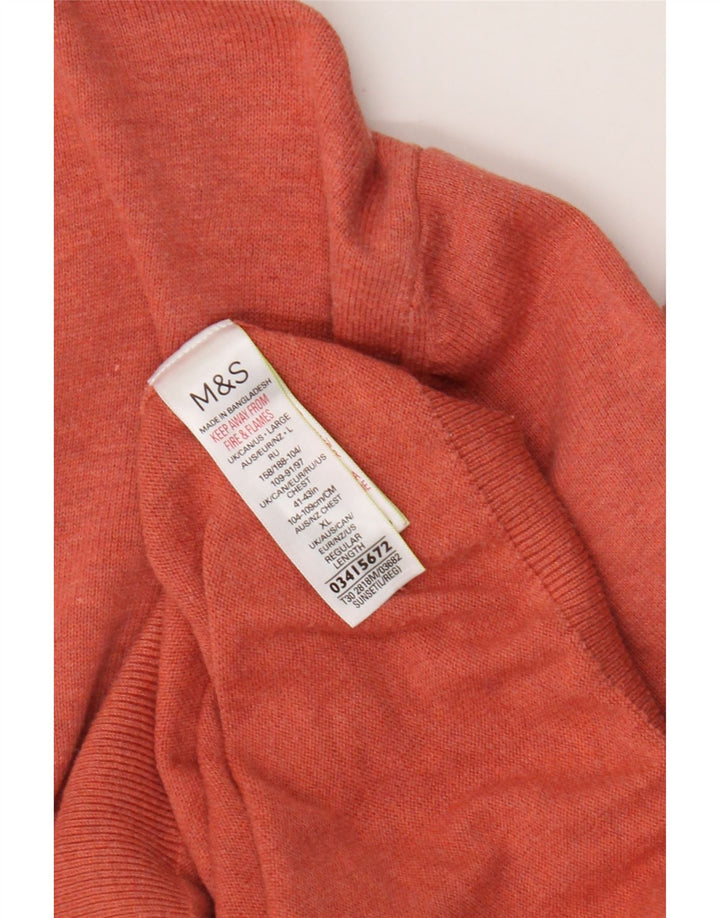 Maglione da uomo con scollo a V Marks & Spencer grande in cotone arancione