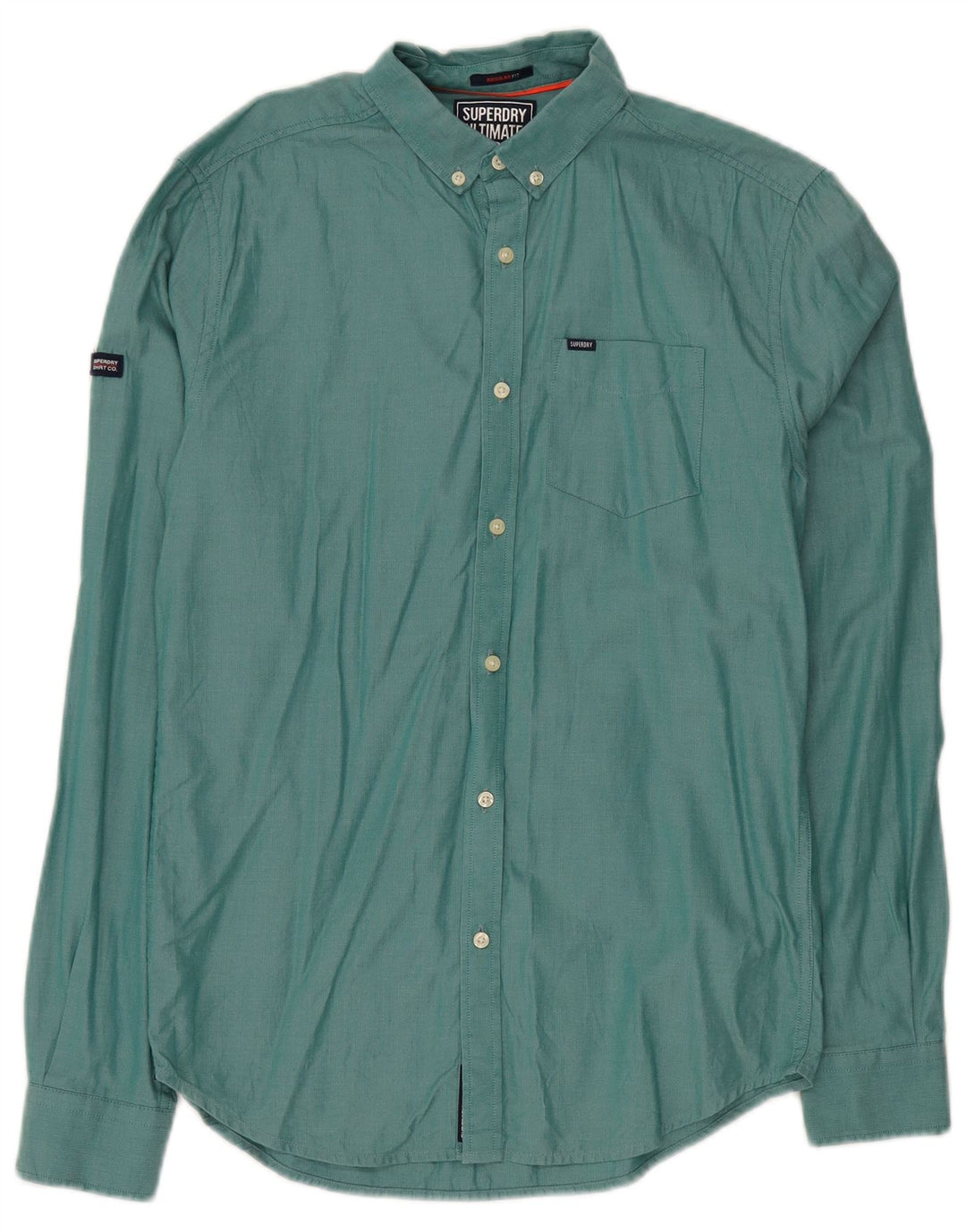 Camicia da uomo Regular Fit SUPERDRY piccola in cotone verde