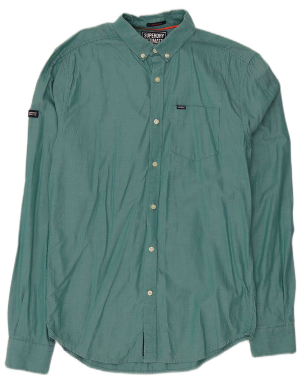 Camicia da uomo Regular Fit SUPERDRY piccola in cotone verde
