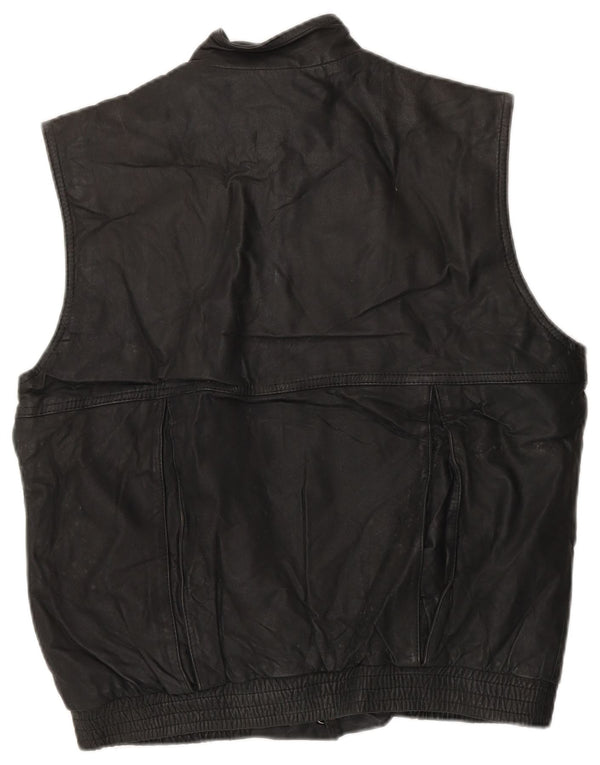Gilet in pelle da uomo SAKS FIFTH AVENUE UK 36 piccolo in pelle nera