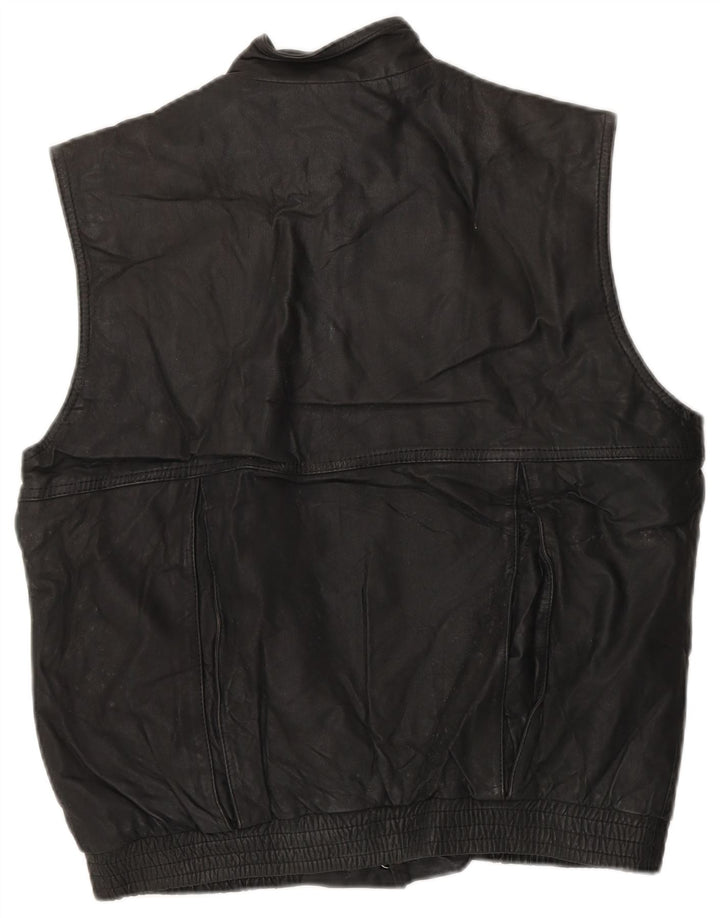 Gilet in pelle da uomo SAKS FIFTH AVENUE UK 36 piccolo in pelle nera