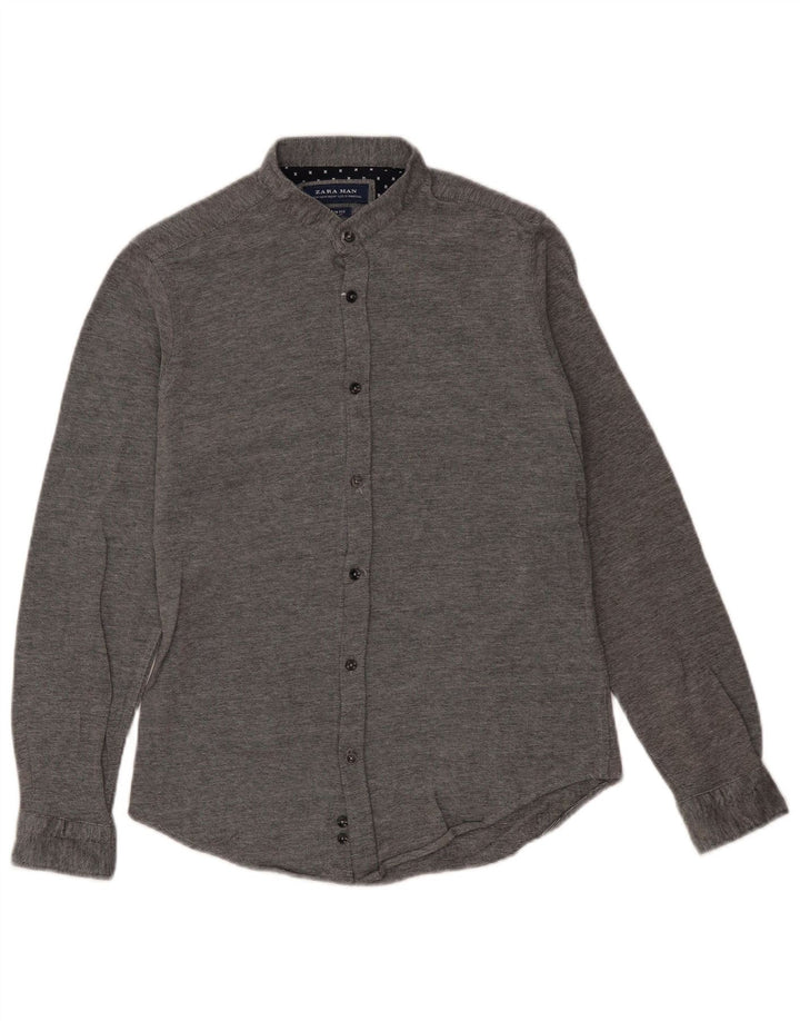 Camicia Zara da uomo slim fit in cotone grigio medio