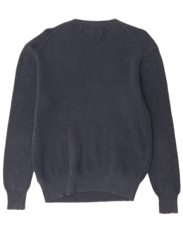 Maglione maglione girocollo da uomo All Saints in cotone blu navy medio