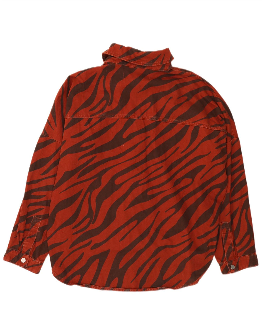 Camicia in denim oversize da donna Zara UK 14 stampa animalier rossa media