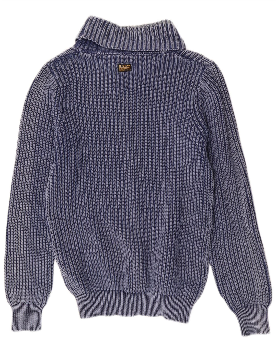 Maglione da uomo con collo a scialle grafico G-Star, grande cotone blu