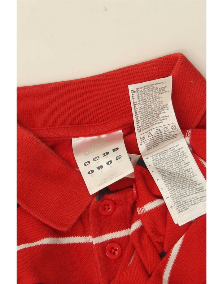 Polo Adidas da uomo in cotone a righe rosse medie