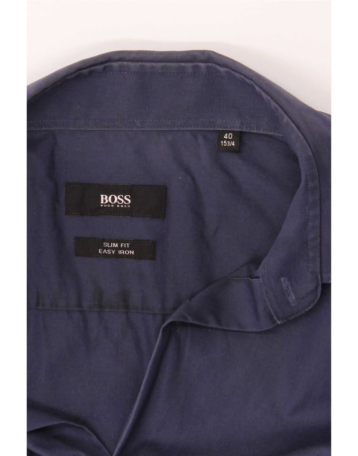 Camicia slim fit da uomo Hugo Boss taglia 40 15 3/4 medio blu navy
