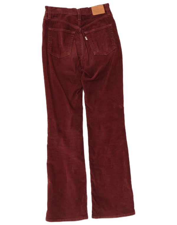 Pantaloni Levi's da donna in velluto a coste Bootcut Ribcage W26 L33 in cotone bordeaux