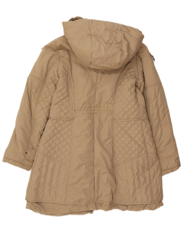 Cappotto imbottito con cappuccio da donna Easy Comfort UK 14 Large Beige Poliestere