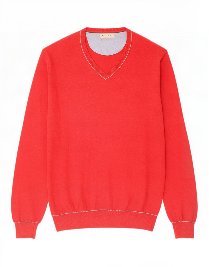 Massimo Dutti Maglione da uomo con scollo a V XL Rosso
