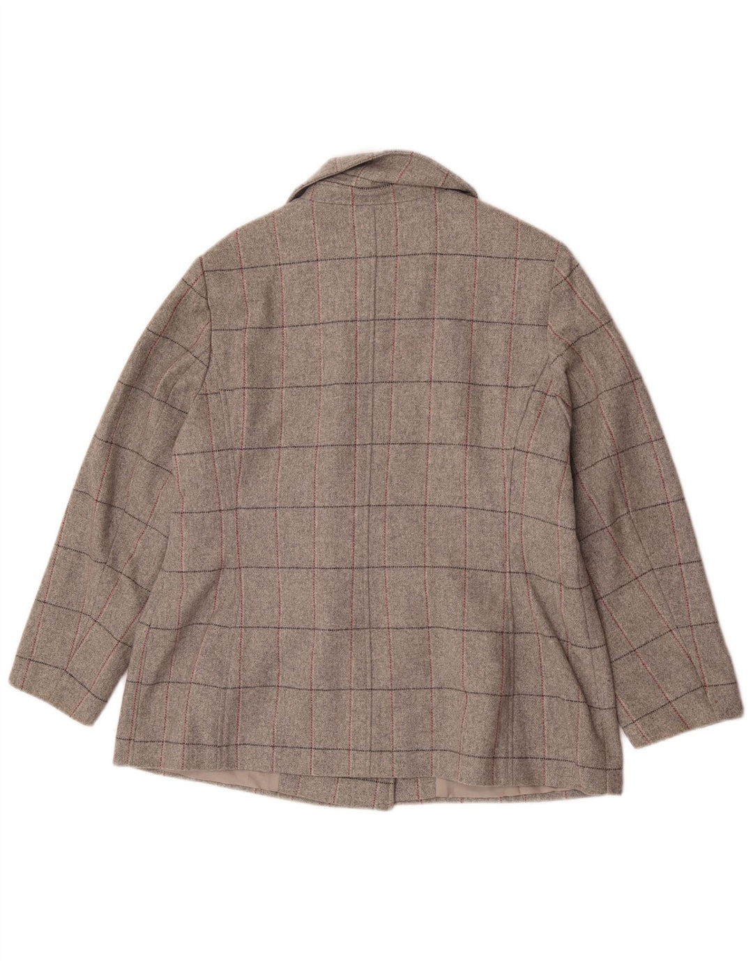Cappotto doppiopetto da donna Marks & Spencer UK 18 XL lana vergine a quadri grigi