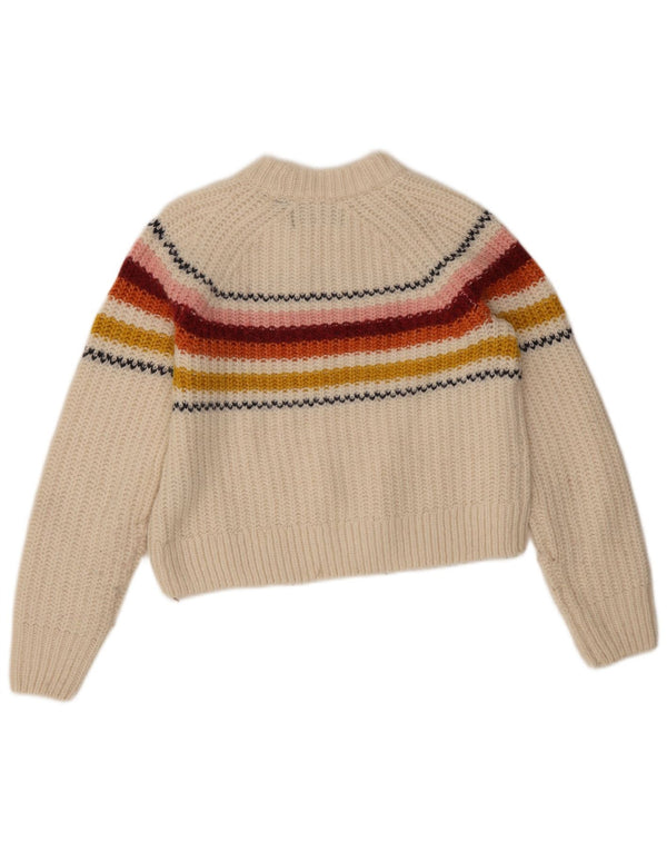 Maglione maglione girocollo corto da donna Superdry UK 8 Small White Striped