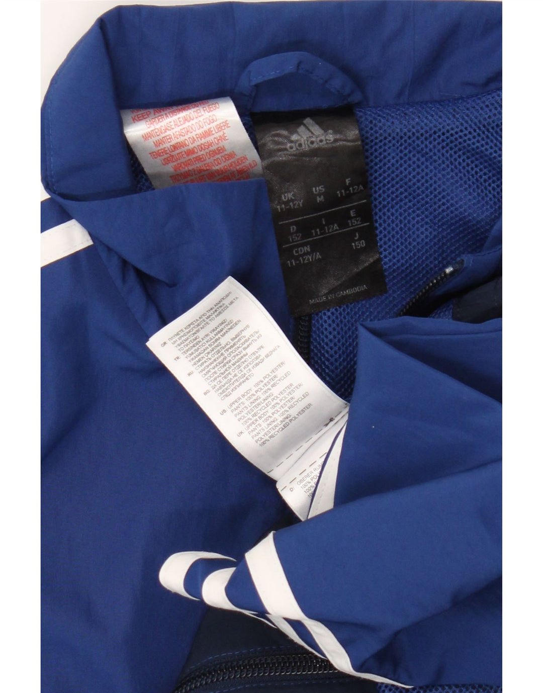 Giacca da tuta da ragazzo Adidas 11-12 anni in poliestere color block blu