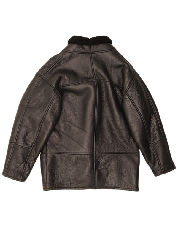 Giacca in shearling vintage da uomo IT 50 grande in shearling nero
