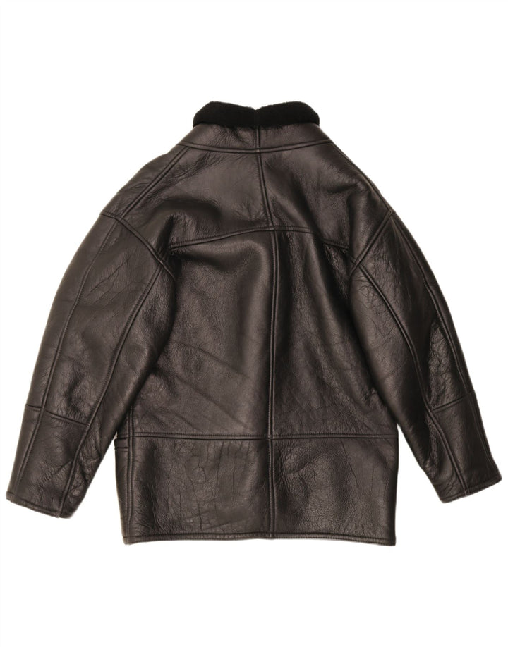 Giacca in shearling vintage da uomo IT 50 grande in shearling nero