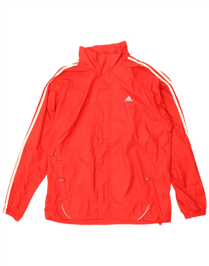 Giacca antipioggia da uomo Adidas con cappuccio UK 38 medio rosso poliestere