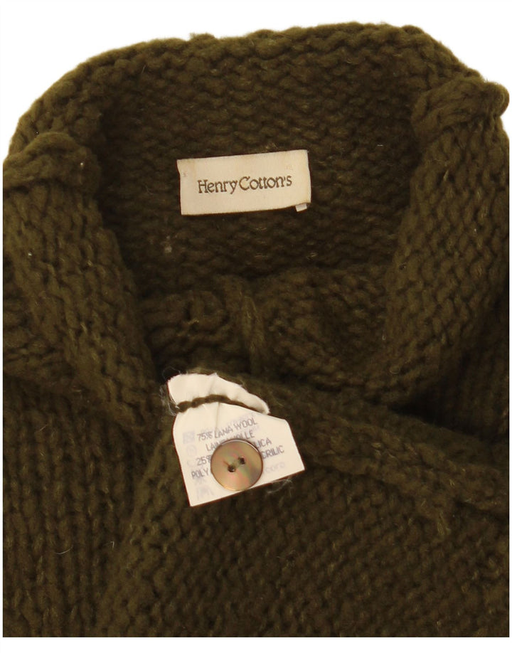 Maglione da donna Henry Cottons con collo a bottoni IT 46 Large in lana kaki