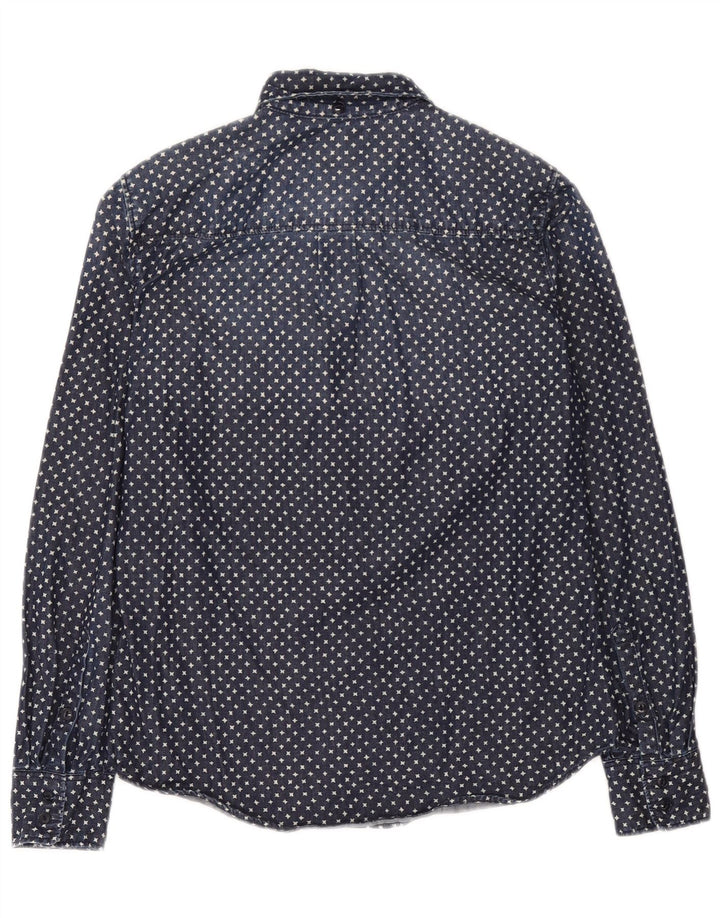 J. Crew Camicia in denim oversize da donna con motivo astratto US 2 XS Blu navy