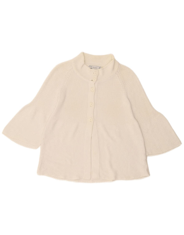 Maglione cardigan con maniche a 3/4 da donna Zara UK 14 grande cotone bianco