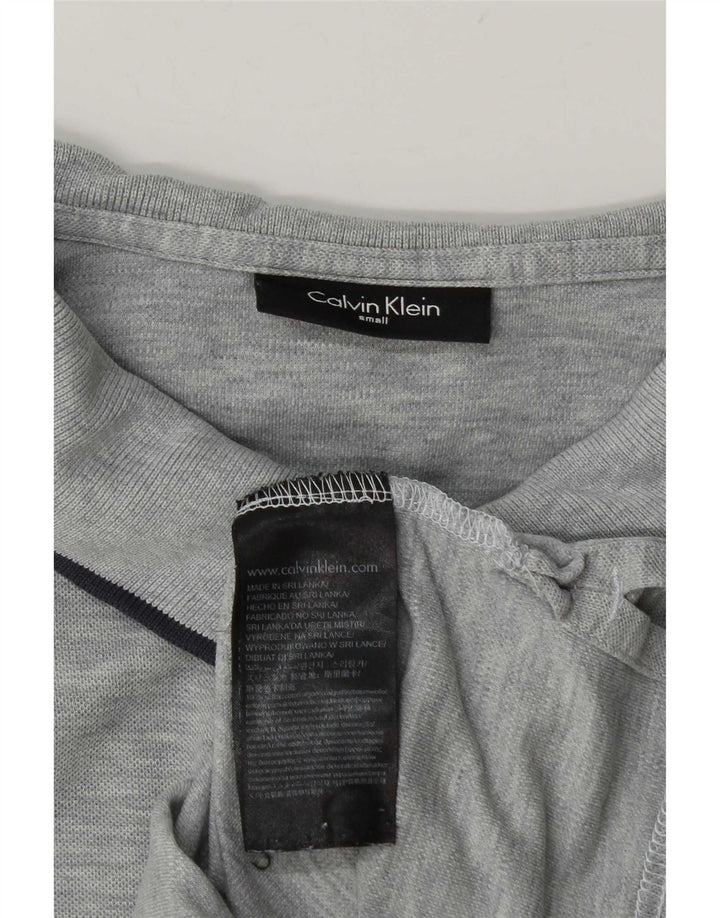 Polo da uomo Calvin Klein piccola in cotone screziato grigio