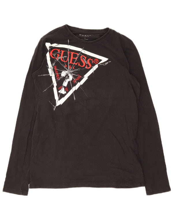 Top grafico da ragazzo Guess manica lunga 15-16 anni Nero