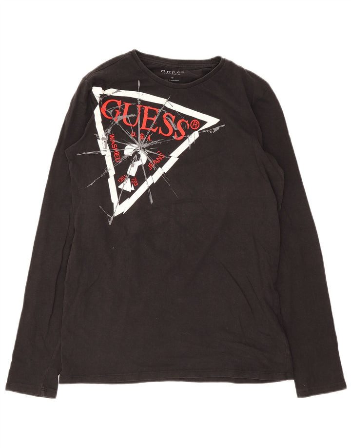 Top grafico da ragazzo Guess manica lunga 15-16 anni Nero