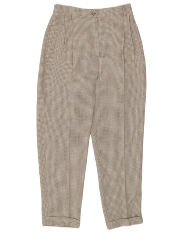 Pantaloni casual a vita alta da donna vintage IT 40 piccoli W26 L27 Beige