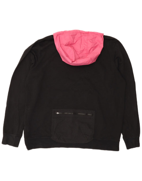 Felpa con cappuccio e collo con zip grafica Nike da uomo XL in cotone color block nero