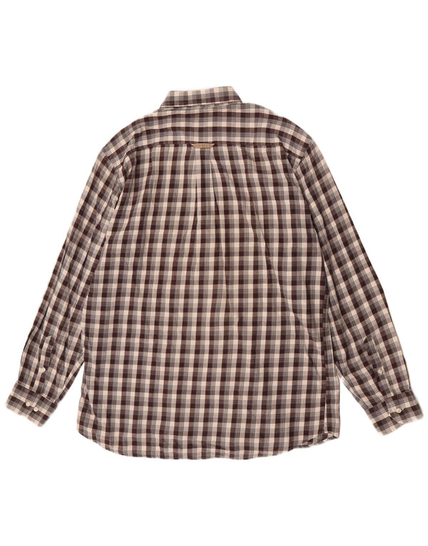 Camicia da uomo in flanella Barbour, cotone a quadri marroni grandi