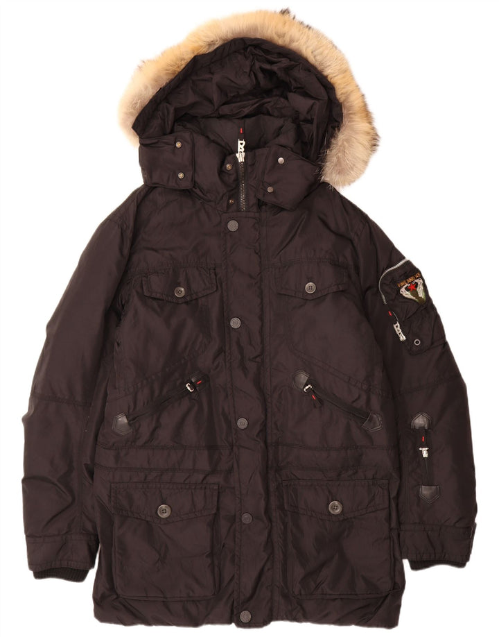 Cappotto imbottito con cappuccio da uomo Fire and Ice EU 48 medio nero in poliammide