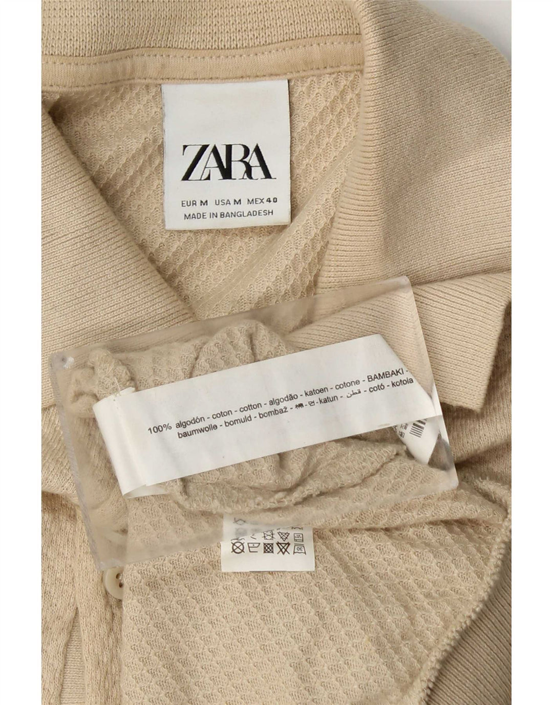 Polo da uomo Zara in cotone beige medio