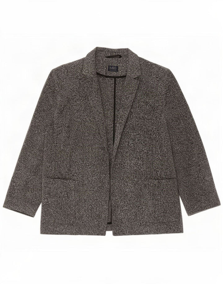 Giacca Open Blazer da donna Marks & Spencer UK 20 2XL Poliestere chiazzato grigio