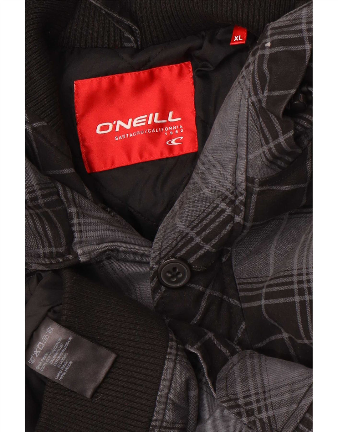 Giubbotto bomber con cappuccio da uomo O'Neill UK 42 XL cotone a quadri nero
