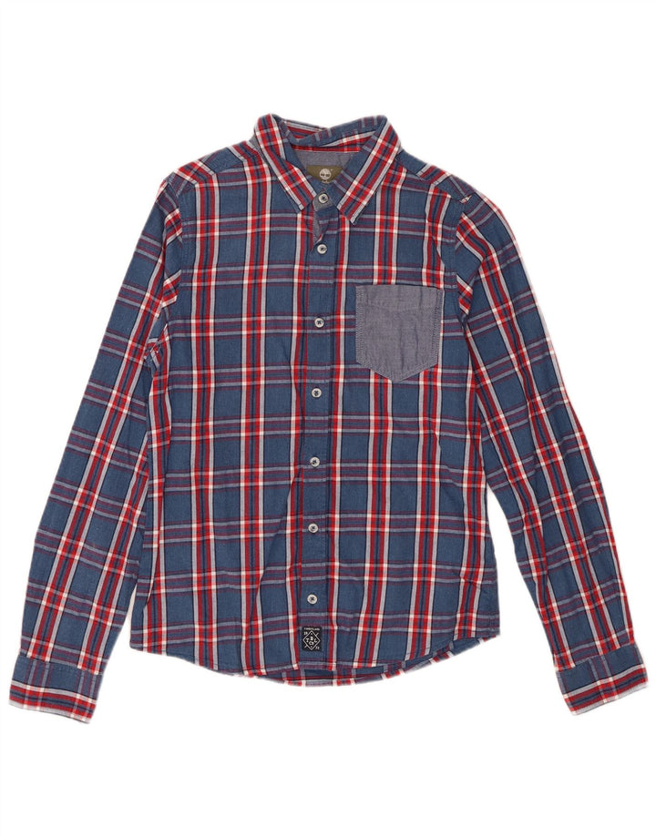 Camicia Timberland da ragazzo 13-14 anni piccola in cotone a quadri blu navy