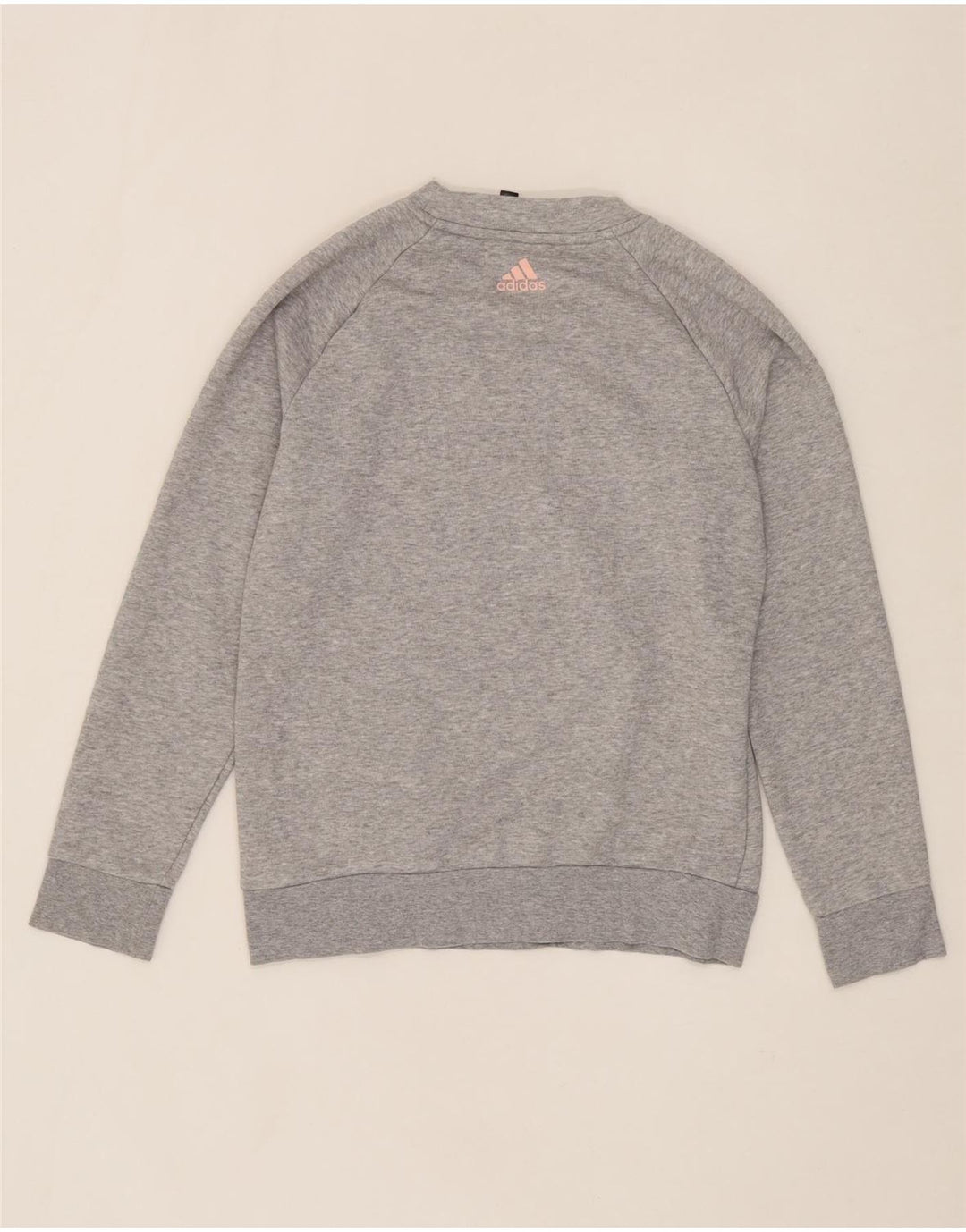 ADIDAS Womens Graphic Sweatshirt Jumper UK 12/14 Medium Grey Cotton Vintage Adidas and Second-Hand Adidas from Messina Hembry 