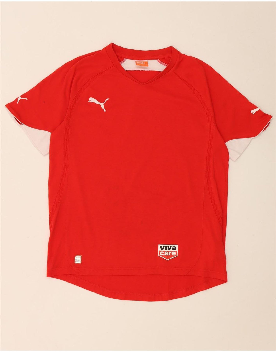 T-shirt da uomo Puma Top in poliestere color block rosso medio