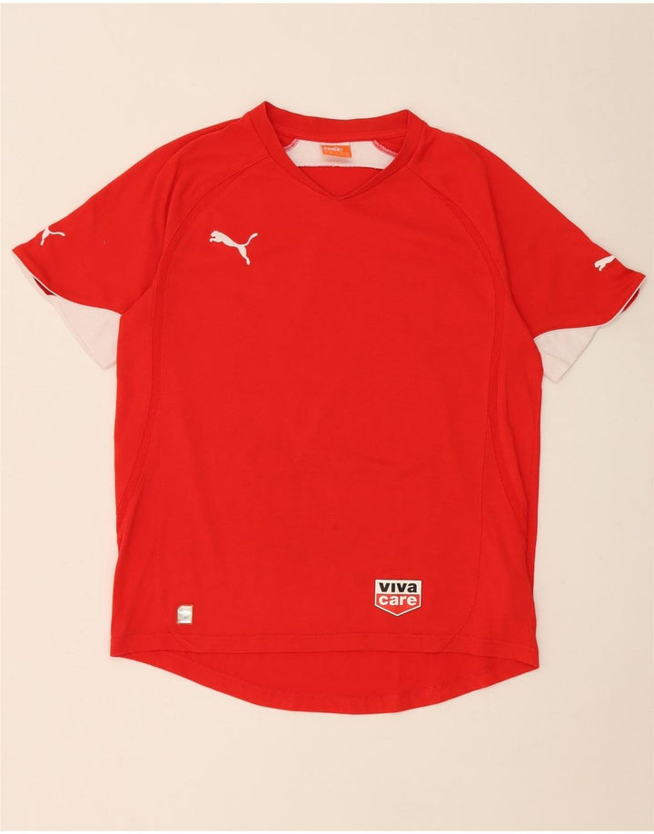 T-shirt da uomo Puma Top in poliestere color block rosso medio