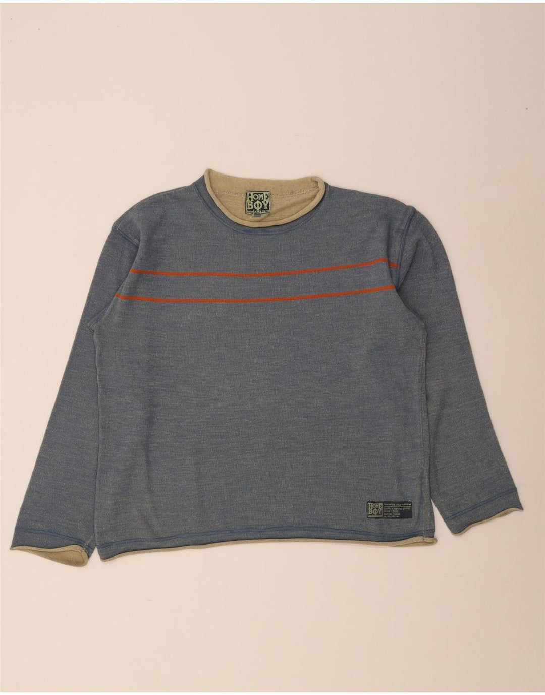 Home Boy Maglione da uomo con scollo a barca, maglione a righe grandi blu